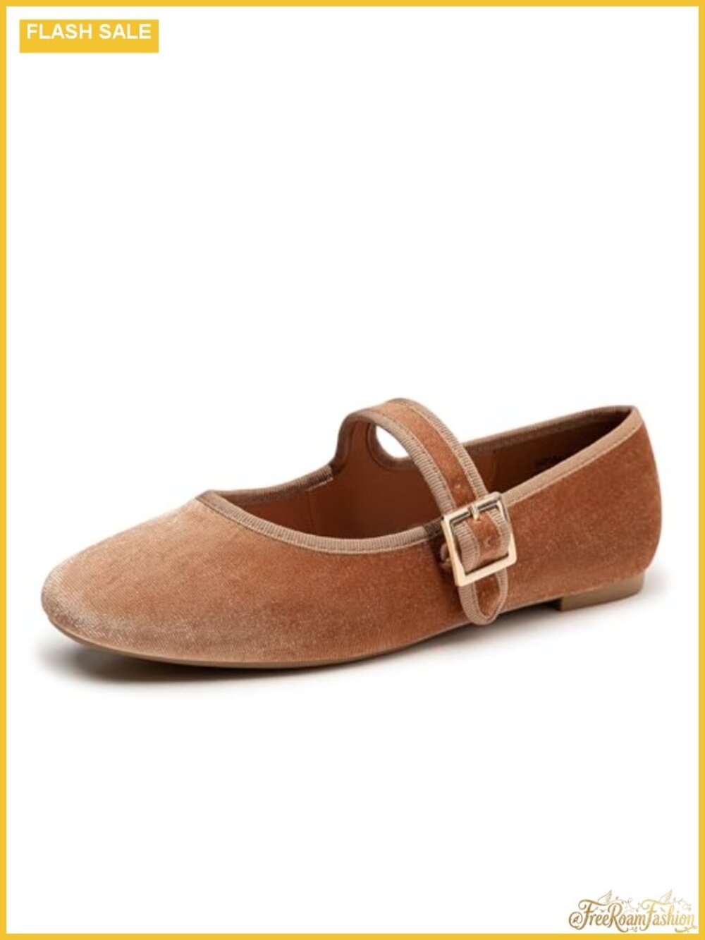 Mary Jane Velvet Ballet Flats with Buckle Strap
